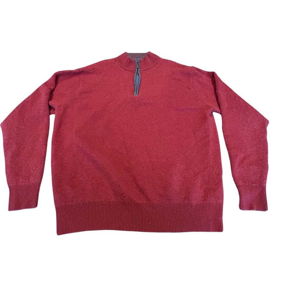 Peter Millar‎ Sweater Mens Large Burgundy Quarter 1/4 Gray Zip Pullover Wool